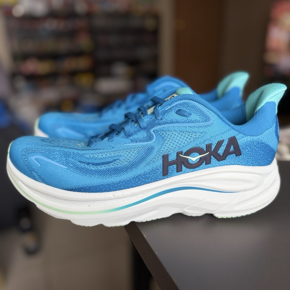 Hoka One One Clifton 10 Running Shoes Size 12 D Blue White 1162030 *Check Pics*